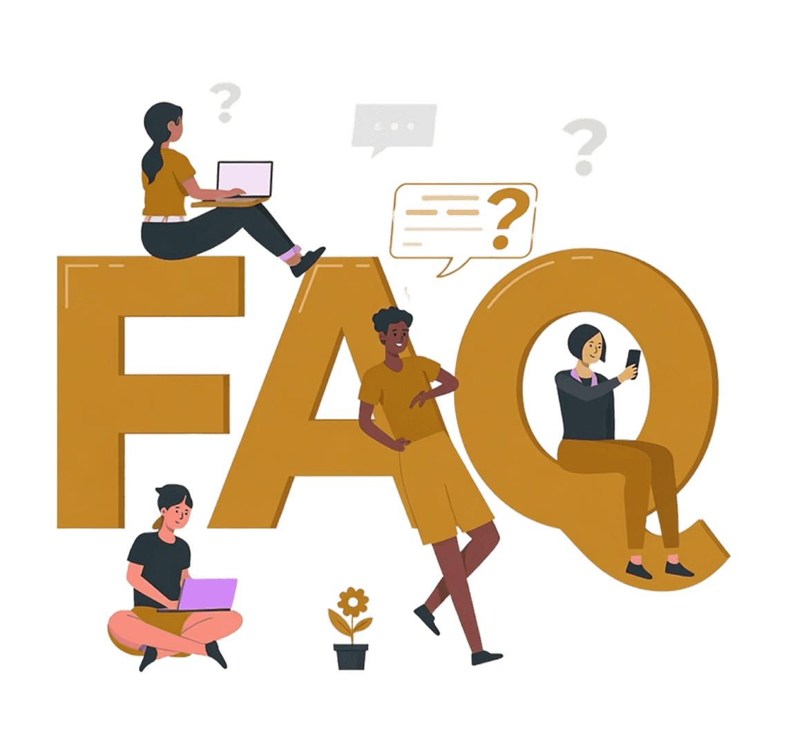 FAQ Illustration with people and questions